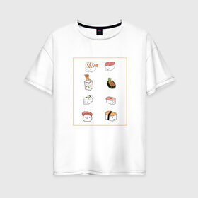 Женская футболка хлопок Oversize с принтом NEON RETRO CITY в Белгороде, 100% хлопок | свободный крой, круглый ворот, спущенный рукав, длина до линии бедер
 | kawaii | sushi | еда | мило | суши