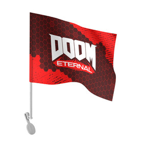 Флаг для автомобиля с принтом DOOM ETERNAL / ДУМ ЭТЕРНАЛ в Белгороде, 100% полиэстер | Размер: 30*21 см | bfg | brutal | doom | eternal | ethernal | game | games | logo | дум | игра | игры | лого | логотип | логотипы | символ | символы | этернал