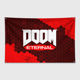 Флаг-баннер с принтом DOOM ETERNAL ДУМ ЭТЕРНАЛ в Белгороде, 100% полиэстер | размер 67 х 109 см, плотность ткани — 95 г/м2; по краям флага есть четыре люверса для крепления | bfg | brutal | doom | eternal | ethernal | game | games | logo | дум | игра | игры | лого | логотип | логотипы | символ | символы | этернал