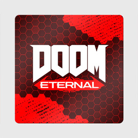 Магнит виниловый Квадрат с принтом DOOM ETERNAL / ДУМ ЭТЕРНАЛ в Белгороде, полимерный материал с магнитным слоем | размер 9*9 см, закругленные углы | Тематика изображения на принте: bfg | brutal | doom | eternal | ethernal | game | games | logo | дум | игра | игры | лого | логотип | логотипы | символ | символы | этернал