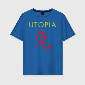 Женская футболка хлопок Oversize с принтом UTOPIA УТОПИЯ Мистер Кролик в Белгороде, 100% хлопок | свободный крой, круглый ворот, спущенный рукав, длина до линии бедер
 | utopia | иероглиф | кино | кролик | мистер | сериал | тв. | утопия