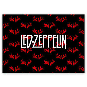 Поздравительная открытка с принтом Led Zeppelin. в Белгороде, 100% бумага | плотность бумаги 280 г/м2, матовая, на обратной стороне линовка и место для марки
 | Тематика изображения на принте: 
