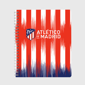 Тетрадь с принтом ATLETICO MADRID. в Белгороде, 100% бумага | 48 листов, плотность листов — 60 г/м2, плотность картонной обложки — 250 г/м2. Листы скреплены сбоку удобной пружинной спиралью. Уголки страниц и обложки скругленные. Цвет линий — светло-серый
 | Тематика изображения на принте: atletico madrid | fc | football | football club | sport | атлетико мадрид | испанский футбольный клуб | мадрид | спорт | уефа | униформа | фирменные цвета | фк | футбол | футбольный клуб