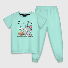 Детская пижама хлопок с принтом Tom and Jerry в Белгороде, 100% хлопок |  брюки и футболка прямого кроя, без карманов, на брюках мягкая резинка на поясе и по низу штанин
 | tom  jerry | tom and jerry | vdzabma | джерри | том | том  джерри | том и джерри