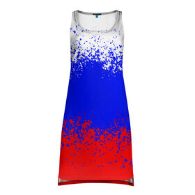 Платье-майка 3D с принтом Россия. в Белгороде, 100% полиэстер | полуприлегающий силуэт, широкие бретели, круглый вырез горловины, удлиненный подол сзади. | russia | герб | государство | наша раша | патриотизм | раша | россия | россия 2020 | страна | флаг | флаг россии | я русский