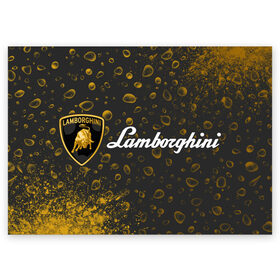 Поздравительная открытка с принтом LAMBORGHINI / Ламборгини в Белгороде, 100% бумага | плотность бумаги 280 г/м2, матовая, на обратной стороне линовка и место для марки
 | auto | lambo | lamborghini | logo | moto | symbol | авто | автомобиль | гонки | знак | ламбо | ламборгини | ламборджини | лого | логотип | логотипы | марка | машина | мото | символ | символы