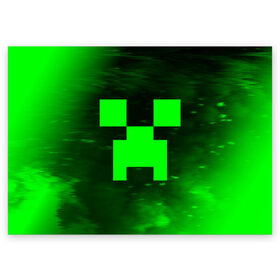 Поздравительная открытка с принтом MINECRAFT / МАЙНКРАФТ в Белгороде, 100% бумага | плотность бумаги 280 г/м2, матовая, на обратной стороне линовка и место для марки
 | craft | creeper | dungeons | game | games | logo | mine | minecraft | miner | rhfan | vfqy | vfqyrhfan | zombie | данжен | зомби | игра | игры | крафт | крипер | лого | логотип | майкрафт | майн | майнкрафт | символ | скфае | ьшту | ьштускфае