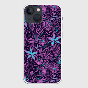 Чехол для iPhone 13 mini с принтом Морские Мотивы в Белгороде,  |  | abstract | neon | pattern | sea | sea pattern | абстракция | водоросли | морской паттерн | морской фон | неон | патерн | паттерн | природа | растение | растения | рисунок | узор | цветы