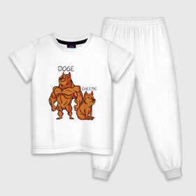 Детская пижама хлопок с принтом Качок Доге и маленький Чимс в Белгороде, 100% хлопок |  брюки и футболка прямого кроя, без карманов, на брюках мягкая резинка на поясе и по низу штанин
 | bodybuilder | cheems | chims | cool | cry | crying | doge | japan | japanese | little | meme | memes | power | powerful | shiba inu | small | крутой | мемас | мемчик | накаченный | песель | песик | плакса | плачет | порода | сиба ину | собак