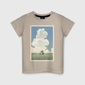 Детская футболка хлопок с принтом blue sky в Белгороде, 100% хлопок | круглый вырез горловины, полуприлегающий силуэт, длина до линии бедер | весна | картинка | корея | лес | лето | машина | на каждый день | небо | облака | парень | поле | птицы | рисунок | токио | тоторо | фон | хаяо миядзаки | цветок | цветы | япония