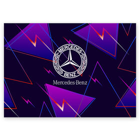 Поздравительная открытка с принтом Mercedes-Benz в Белгороде, 100% бумага | плотность бумаги 280 г/м2, матовая, на обратной стороне линовка и место для марки
 | Тематика изображения на принте: benz | mercedes | mercedes benz | sport | абстракция | бенз | бэнц | линии | лого | логотип | мерс | мерседес | мэрс | мэрседес | спорт