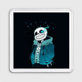 Магнит 55*55 с принтом UNDERTALE SANS в Белгороде, Пластик | Размер: 65*65 мм; Размер печати: 55*55 мм | Тематика изображения на принте: sans | undertale | андертале | андертейл | гтвукефду | игра | подземная история | подземная сказка | санс | ундертале