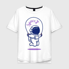 Мужская футболка хлопок Oversize с принтом SpaceX в Белгороде, 100% хлопок | свободный крой, круглый ворот, “спинка” длиннее передней части | astronaut | space | spacesuit | космонавт | космос | скафандр