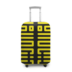 Чехол для чемодана 3D с принтом полосы, линии, узор, в Белгороде, 86% полиэфир, 14% спандекс | двустороннее нанесение принта, прорези для ручек и колес | жёлтый | киберпанк | линии | орнамент | полосы | узор | футуризм