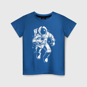 Детская футболка хлопок с принтом Space american football в Белгороде, 100% хлопок | круглый вырез горловины, полуприлегающий силуэт, длина до линии бедер | american football | astronaut | ball | gamer | space | sport | star | американский футбол | игрок | космонавт | космос | спорт
