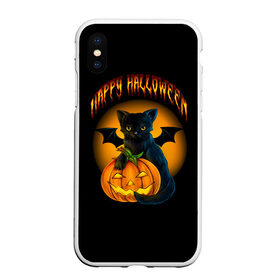 Чехол для iPhone XS Max матовый с принтом Хэллоуин в Белгороде, Силикон | Область печати: задняя сторона чехла, без боковых панелей | halloween | happy | happy halloween | вампир | зубы | луна | полнолуние | праздник | праздник хэллоуин | тыква | хэллоуин