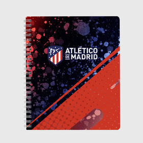 Тетрадь с принтом ATLETICO MADRID / Атлетико в Белгороде, 100% бумага | 48 листов, плотность листов — 60 г/м2, плотность картонной обложки — 250 г/м2. Листы скреплены сбоку удобной пружинной спиралью. Уголки страниц и обложки скругленные. Цвет линий — светло-серый
 | atletico | club | footbal | logo | madrid | атлетико | знак | клуб | логотип | логотипы | мадрид | символ | символы | форма | футбол | футбольная | футбольный