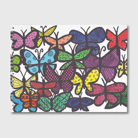 Альбом для рисования с принтом Дудл бабочки в Белгороде, 100% бумага
 | матовая бумага, плотность 200 мг. | doodle | бабочка | бабочки | дудл | узоры