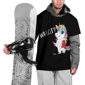 Накидка на куртку 3D с принтом What Unicorn в Белгороде, 100% полиэстер |  | Тематика изображения на принте: cat | halloween | rainbow | unicorn | what | единорог | единорожек | кот | нож | пушистый | радуга | радужный | хэллоуин | что
