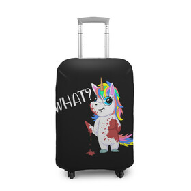 Чехол для чемодана 3D с принтом What Unicorn в Белгороде, 86% полиэфир, 14% спандекс | двустороннее нанесение принта, прорези для ручек и колес | cat | halloween | rainbow | unicorn | what | единорог | единорожек | кот | нож | пушистый | радуга | радужный | хэллоуин | что