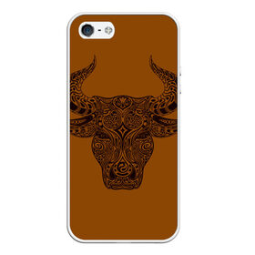 Чехол для iPhone 5/5S матовый с принтом Святая корова в Белгороде, Силикон | Область печати: задняя сторона чехла, без боковых панелей | голова быка | голова коровы | инь янь. | корова | татуировки | узоры