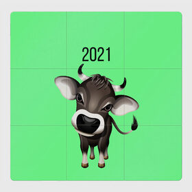 Магнитный плакат 3Х3 с принтом Год быка в Белгороде, Полимерный материал с магнитным слоем | 9 деталей размером 9*9 см | Тематика изображения на принте: 2021 | бычок | год быка | гороскоп | маленький бычок. | телёнок
