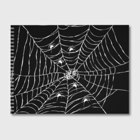 Альбом для рисования с принтом Паутина с пауками в Белгороде, 100% бумага
 | матовая бумага, плотность 200 мг. | Тематика изображения на принте: black and white | darkness | halloween | horror | night | spider | web | готика | жуки | жуткий | мальчикам | насекомые | нечисть | нити | ночные | ночь | пауки | паутина | подарок | сетка | страшный | темный | тьма | хеллоуин | хоррор