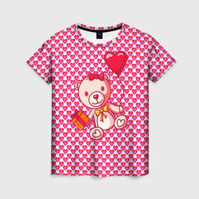 Женская футболка 3D с принтом Медвежонок сюрприз в Белгороде, 100% полиэфир ( синтетическое хлопкоподобное полотно) | прямой крой, круглый вырез горловины, длина до линии бедер | baby | bear | love is | teddy | valentines | бабочка | бантик | валентина | влюбленный | воздушный шарик | девочка | игрушка | лучшая мама | любимая жена | люблю | любовь | малыш | марта | медведь | медвежата | милый