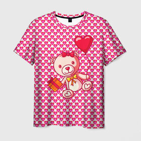 Мужская футболка 3D с принтом Медвежонок сюрприз в Белгороде, 100% полиэфир | прямой крой, круглый вырез горловины, длина до линии бедер | Тематика изображения на принте: baby | bear | love is | teddy | valentines | бабочка | бантик | валентина | влюбленный | воздушный шарик | девочка | игрушка | лучшая мама | любимая жена | люблю | любовь | малыш | марта | медведь | медвежата | милый