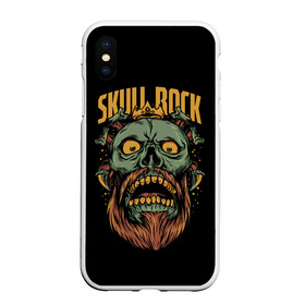 Чехол для iPhone XS Max матовый с принтом Skull Rock в Белгороде, Силикон | Область печати: задняя сторона чехла, без боковых панелей | art | beard | eyes | music | rock | skull | teeth | арт | борода | глаза | зубы | музыка | рок | череп