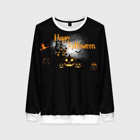 Женский свитшот 3D с принтом Halloween в Белгороде, 100% полиэстер с мягким внутренним слоем | круглый вырез горловины, мягкая резинка на манжетах и поясе, свободная посадка по фигуре | halloween | jack | lantern | pumpkin | светильник джека | хэллоуин