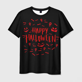 Мужская футболка 3D с принтом Halloween в Белгороде, 100% полиэфир | прямой крой, круглый вырез горловины, длина до линии бедер | halloween | jack | lantern | pumpkin | светильник джека | хэллоуин