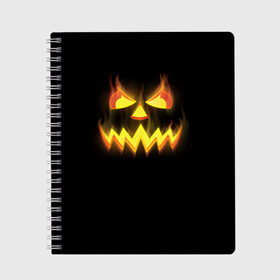 Тетрадь с принтом Halloween в Белгороде, 100% бумага | 48 листов, плотность листов — 60 г/м2, плотность картонной обложки — 250 г/м2. Листы скреплены сбоку удобной пружинной спиралью. Уголки страниц и обложки скругленные. Цвет линий — светло-серый
 | halloween | jack | lantern | pumpkin | светильник джека | хэллоуин