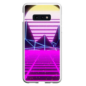 Чехол для Samsung S10E с принтом Synthwave в Белгороде, Силикон | Область печати: задняя сторона чехла, без боковых панелей | synthwave | горы | горы синтвэйва | неоновые горы | синтвэйв