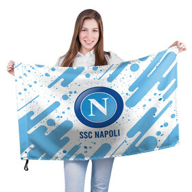 Флаг 3D с принтом SSC NAPOLI / Наполи в Белгороде, 100% полиэстер | плотность ткани — 95 г/м2, размер — 67 х 109 см. Принт наносится с одной стороны | club | footbal | logo | napoli | ssc | знак | клуб | логотип | логотипы | наполи | символ | символы | форма | футбол | футбольная | футбольный