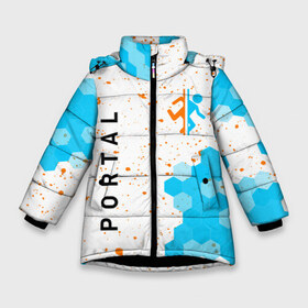 Зимняя куртка для девочек 3D с принтом PORTAL ПОРТАЛ в Белгороде, ткань верха — 100% полиэстер; подклад — 100% полиэстер, утеплитель — 100% полиэстер. | длина ниже бедра, удлиненная спинка, воротник стойка и отстегивающийся капюшон. Есть боковые карманы с листочкой на кнопках, утяжки по низу изделия и внутренний карман на молнии. 

Предусмотрены светоотражающий принт на спинке, радужный светоотражающий элемент на пуллере молнии и на резинке для утяжки. | game | games | half | half life | halflife | life | logo | portal | portal 2 | portal2 | valve | игра | игры | лайф | лого | логотип | логотипы | портал | портал 2 | портал2 | символ | символы | халф | халф лайф | халфлайф