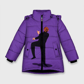 Зимняя куртка для девочек 3D с принтом Halloween Dancer в Белгороде, ткань верха — 100% полиэстер; подклад — 100% полиэстер, утеплитель — 100% полиэстер. | длина ниже бедра, удлиненная спинка, воротник стойка и отстегивающийся капюшон. Есть боковые карманы с листочкой на кнопках, утяжки по низу изделия и внутренний карман на молнии. 

Предусмотрены светоотражающий принт на спинке, радужный светоотражающий элемент на пуллере молнии и на резинке для утяжки. | Тематика изображения на принте: horror | skeleton | skille | the pumpkin dance | готика | злой | зомби | крик | мертвые | мистика | монстры | нечисть | подарок | привидение | призрак | скелет | страшный | танец тыквы | тыква | тьма | фантом | хеллоуин
