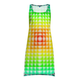 Платье-майка 3D с принтом Абстракция в Белгороде, 100% полиэстер | полуприлегающий силуэт, широкие бретели, круглый вырез горловины, удлиненный подол сзади. | абстрактные | абстрактный | абстракция | квадрат | квадраты | плитка | плитки | плиточки | светящиеся | яркие | яркий