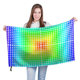 Флаг 3D с принтом Абстракция в Белгороде, 100% полиэстер | плотность ткани — 95 г/м2, размер — 67 х 109 см. Принт наносится с одной стороны | абстрактные | абстрактный | абстракция | квадрат | квадраты | плитка | плитки | плиточки | светящиеся | яркие | яркий