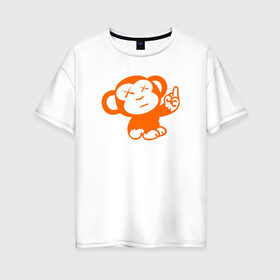 Женская футболка хлопок Oversize с принтом Обезьяна показывает f*ck в Белгороде, 100% хлопок | свободный крой, круглый ворот, спущенный рукав, длина до линии бедер
 | мартышка | обезьяна