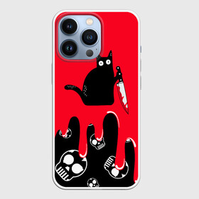 Чехол для iPhone 13 Pro с принтом WHAT CAT в Белгороде,  |  | art | black | black cat | cat | dark | dark cat | halloween | what | what cat | what mem | арт | кот | кот арт | кот мем | мем | нож | праздник | прикол | прикольный кот | убица | хэллоуин | чёрный | чёрный кот | что | что мем