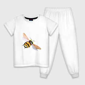 Детская пижама хлопок с принтом Шмель полосатый в Белгороде, 100% хлопок |  брюки и футболка прямого кроя, без карманов, на брюках мягкая резинка на поясе и по низу штанин
 | акварель | желтый | крылья | летать | насекомое | полоски | природа | черный | шмель