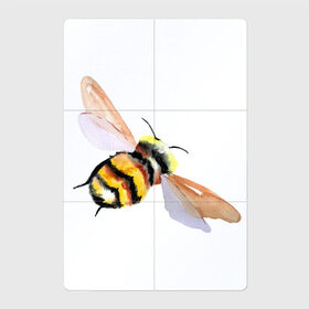 Магнитный плакат 2Х3 с принтом Шмель полосатый в Белгороде, Полимерный материал с магнитным слоем | 6 деталей размером 9*9 см | акварель | желтый | крылья | летать | насекомое | полоски | природа | черный | шмель