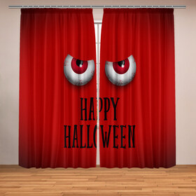 Фотошторы с принтом Happy Halloween в Белгороде, Блэкаут (светозащита 90%) / Габардин (светозащита 40% | 2 полотна шириной по 145 см; Высота 200-300 см; Крепление: шторная лента (на крючки); | halloween | happy halloween | глаза | праздник | страшный праздник | хэллоуин