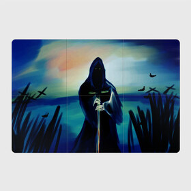 Магнитный плакат 3Х2 с принтом Силуэт смерти в Белгороде, Полимерный материал с магнитным слоем | 6 деталей размером 9*9 см | дементор | король ночи | призрак | тень | умертвие | черный всадник