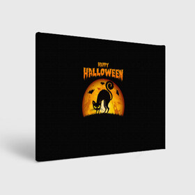 Холст прямоугольный с принтом Helloween в Белгороде, 100% ПВХ |  | halloween | ведьма | летучая мышь | полнолуние | привидение | призрак | тыква | хеллоуин | хелуин | хэллоин | хэллоуин | хэлоуин | хэлуин | черный кот