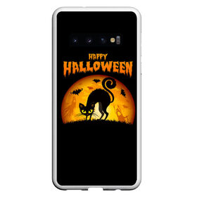 Чехол для Samsung Galaxy S10 с принтом Helloween в Белгороде, Силикон | Область печати: задняя сторона чехла, без боковых панелей | Тематика изображения на принте: halloween | ведьма | летучая мышь | полнолуние | привидение | призрак | тыква | хеллоуин | хелуин | хэллоин | хэллоуин | хэлоуин | хэлуин | черный кот