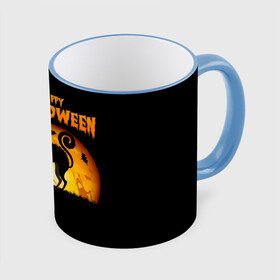 Кружка с принтом Helloween в Белгороде, керамика | ёмкость 330 мл | halloween | ведьма | летучая мышь | полнолуние | привидение | призрак | тыква | хеллоуин | хелуин | хэллоин | хэллоуин | хэлоуин | хэлуин | черный кот