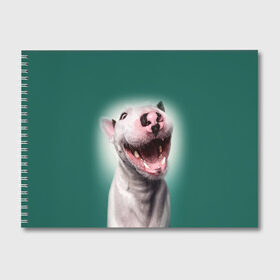 Альбом для рисования с принтом Bully в Белгороде, 100% бумага
 | матовая бумага, плотность 200 мг. | Тематика изображения на принте: bull terrier | ears | eyes | fangs | jaw | muzzle | nose | smile | бультерьер | глаза | клыки | нос | пасть | улыбка | уши