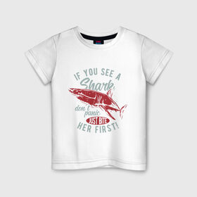 Детская футболка хлопок с принтом Акула в Белгороде, 100% хлопок | круглый вырез горловины, полуприлегающий силуэт, длина до линии бедер | art | fish | inscription | shark | акула | арт | надпись | рыба